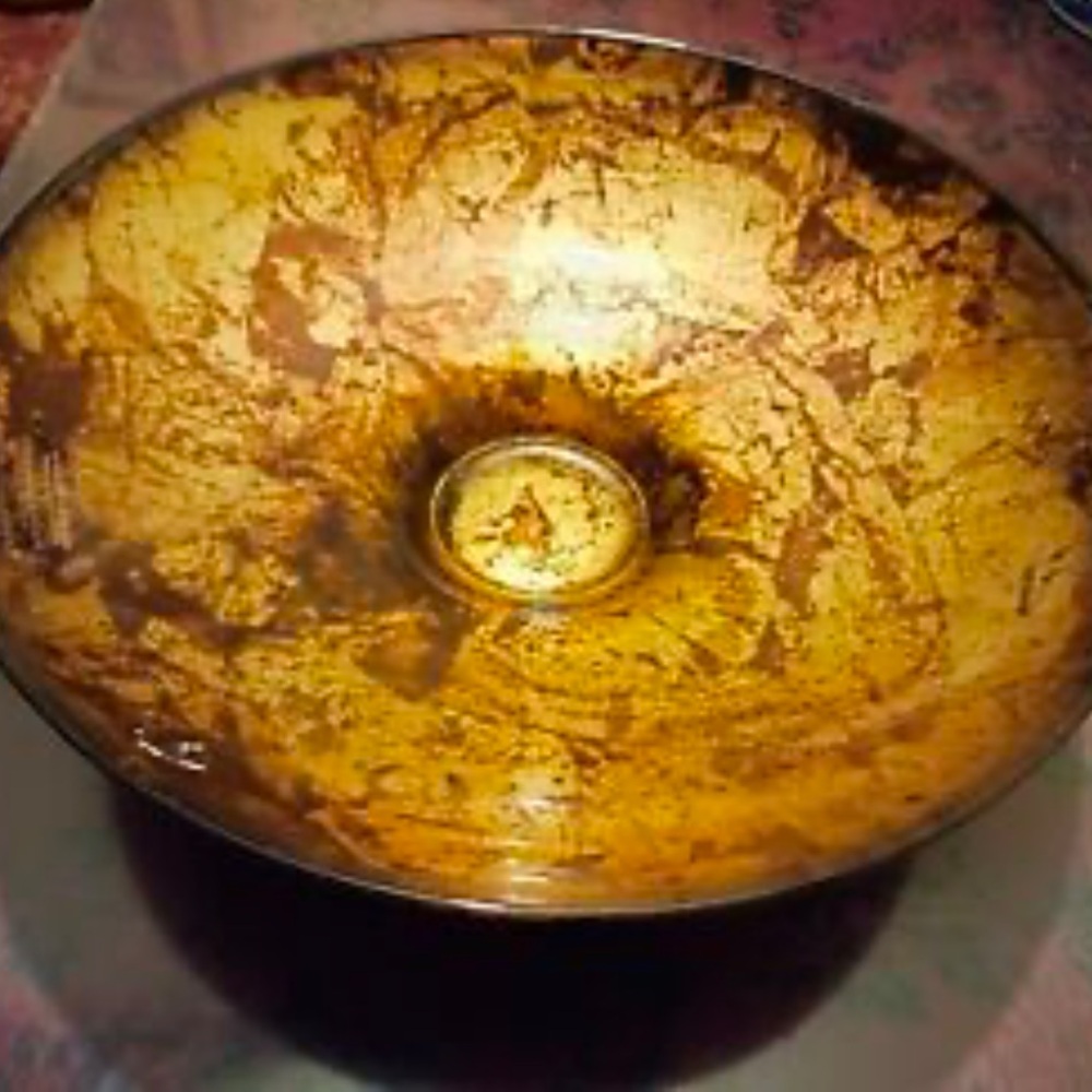 Vintage Amber Glass Centerpiece Bowl